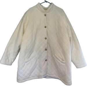 Blair Women’s Vintage Quilted Jacket Ivory sz 3XL Pockets Gold Button Classic
